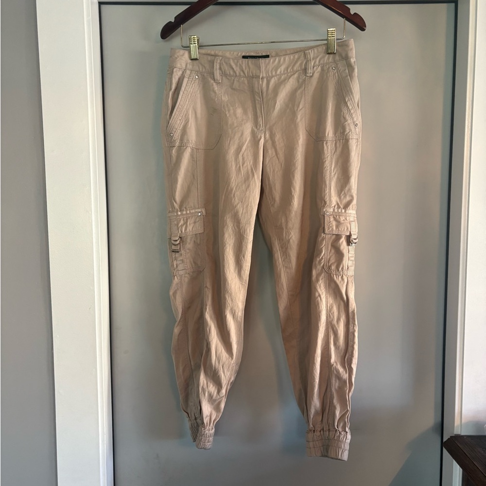 White House Black Market Beige Cropped Cargo Pants